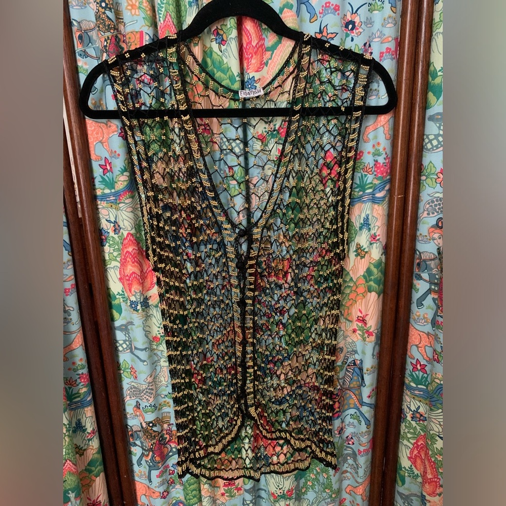Vintage crochet and beaded vest